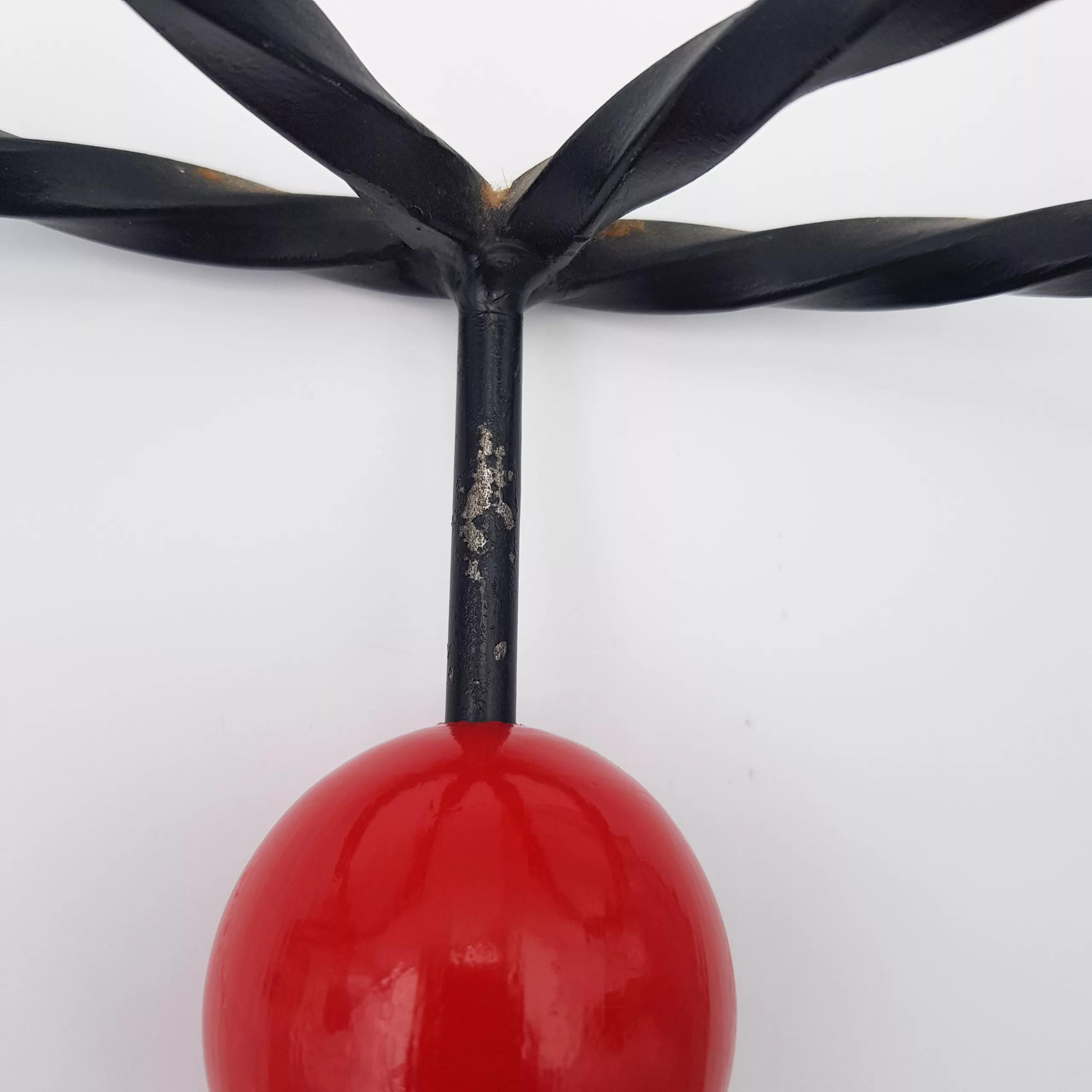 Vintage coat rack twisted metal colored wood balls