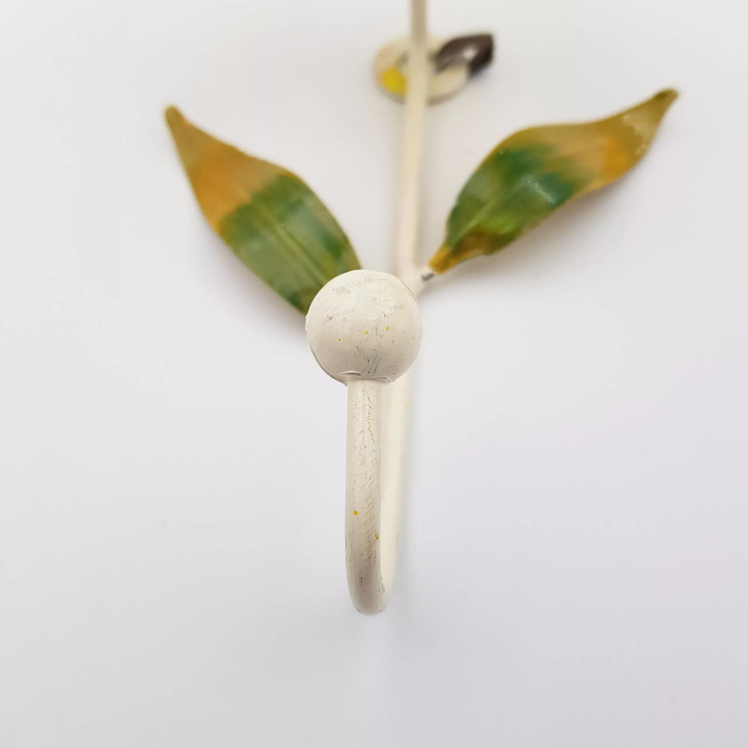 3 vintage metal towel pegs shape of flowers