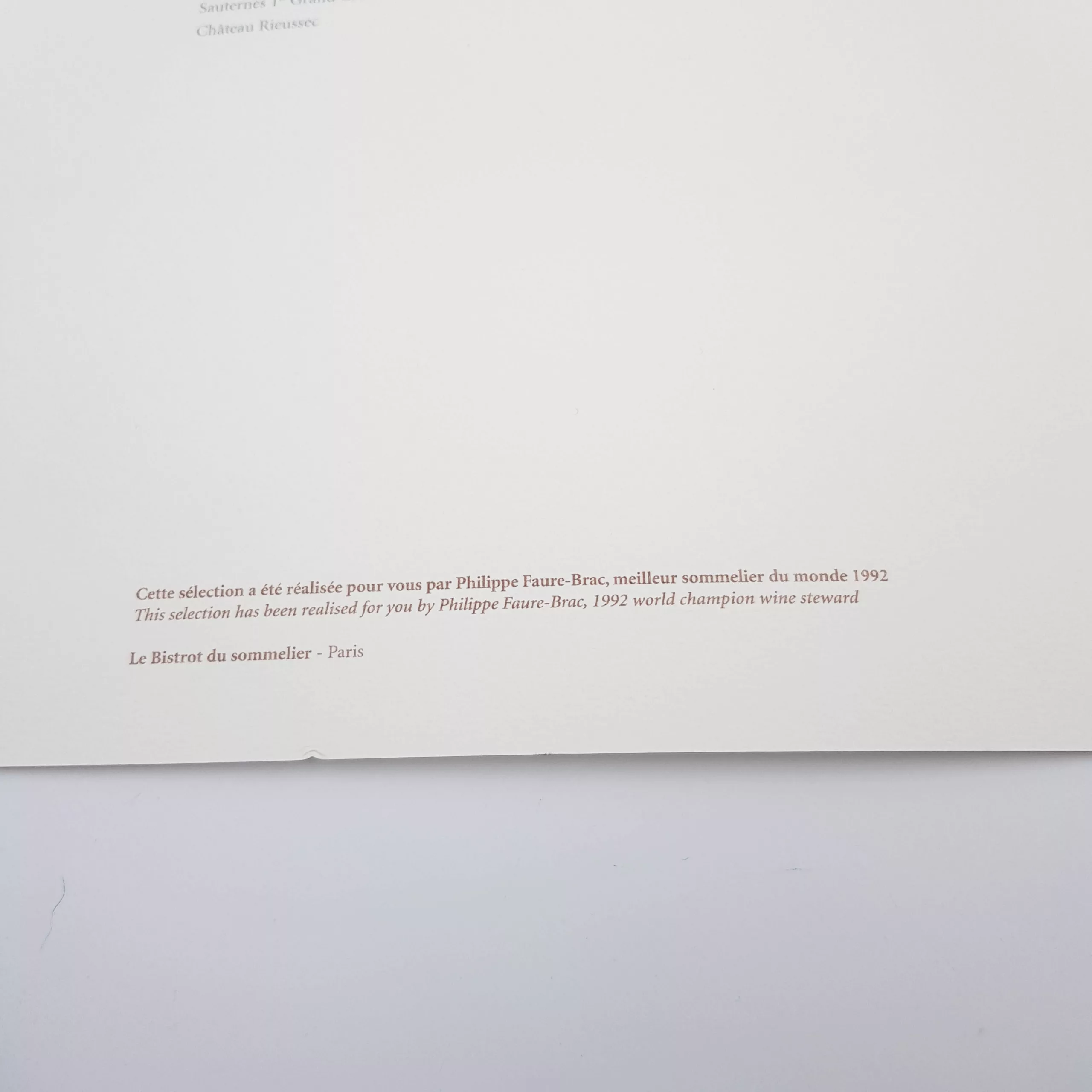 Air France Concorde Menu 2001 by Jean Boggio