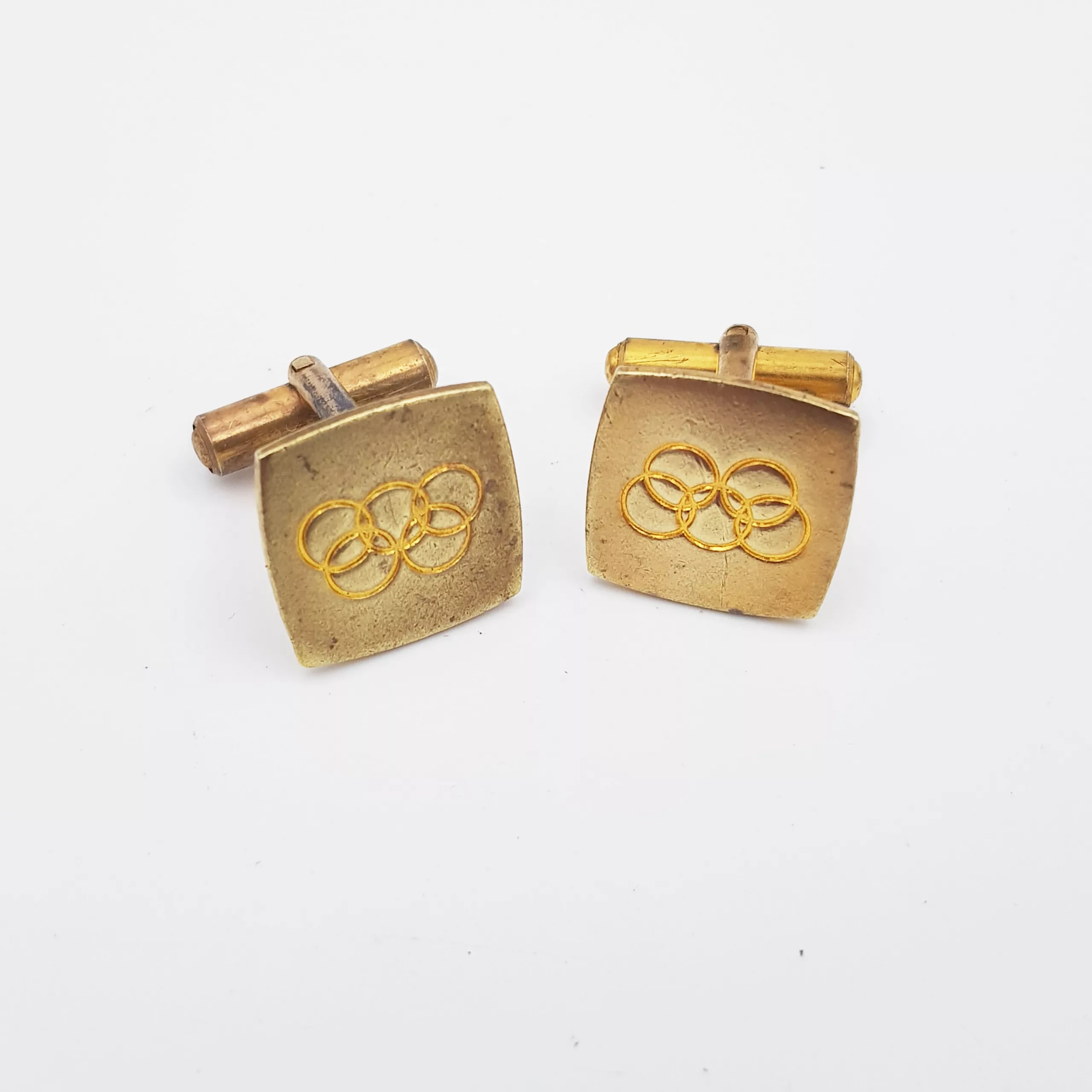 Grenoble 1968 Winter Olympic Games gilt metal cufflinks