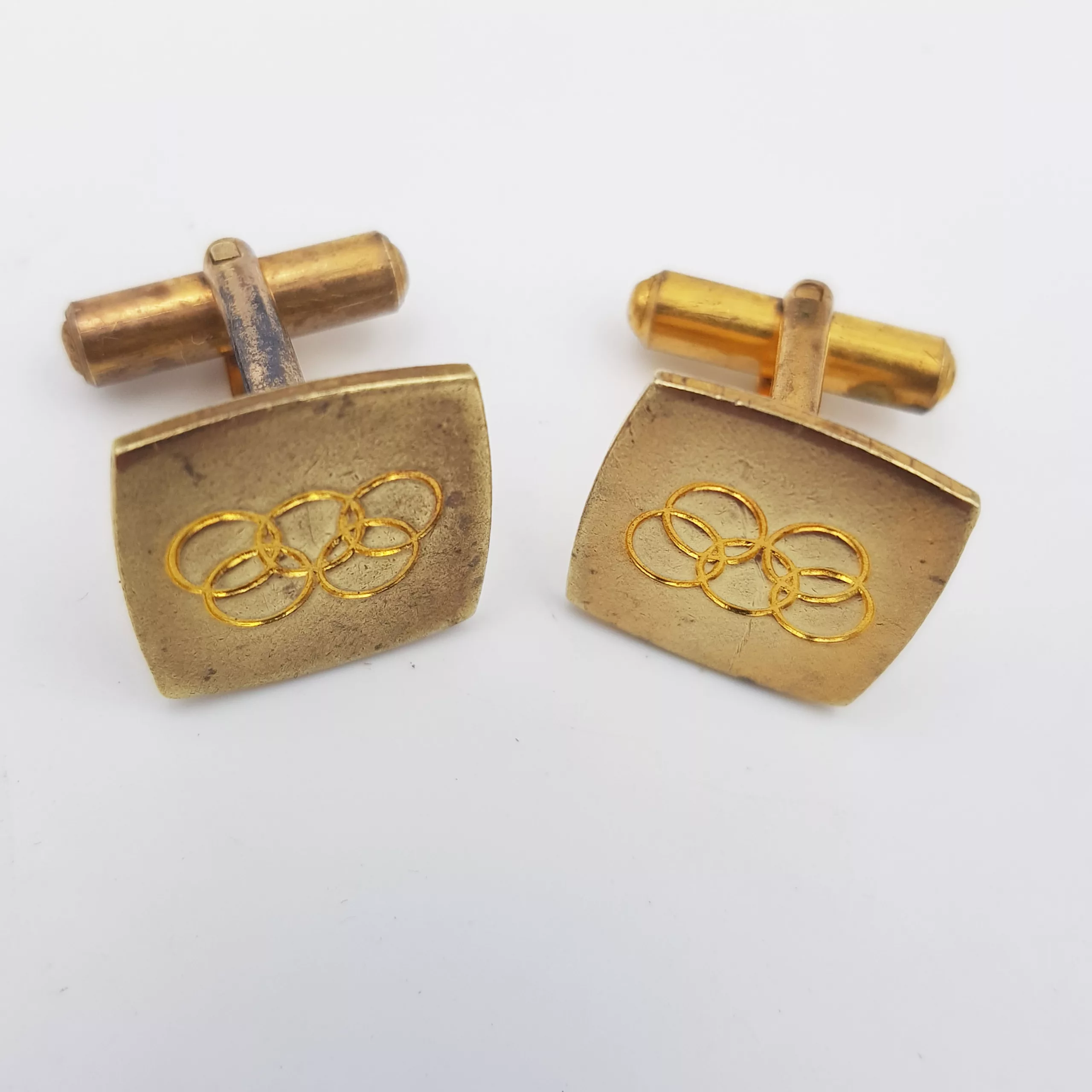 Grenoble 1968 Winter Olympic Games gilt metal cufflinks