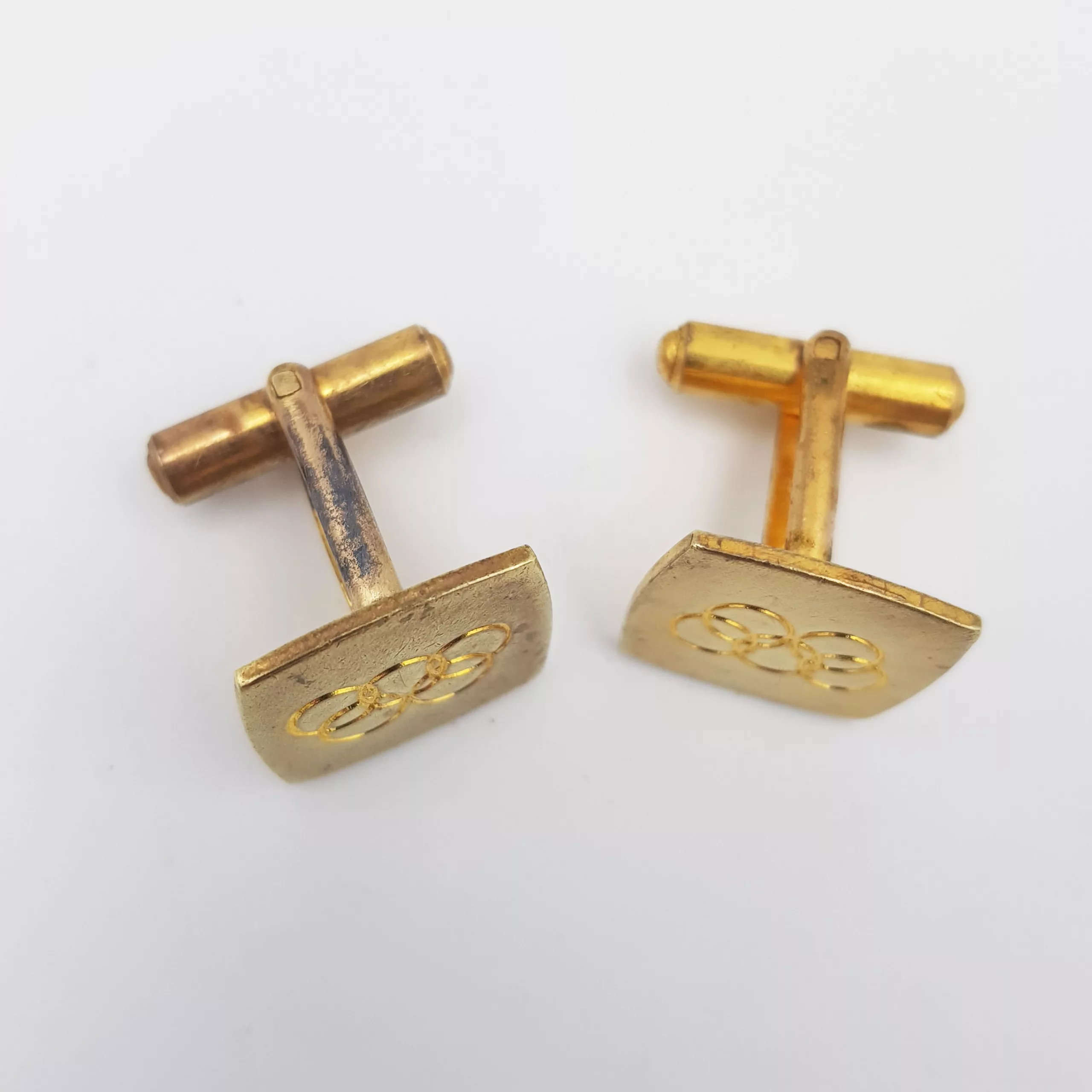 Grenoble 1968 Winter Olympic Games gilt metal cufflinks