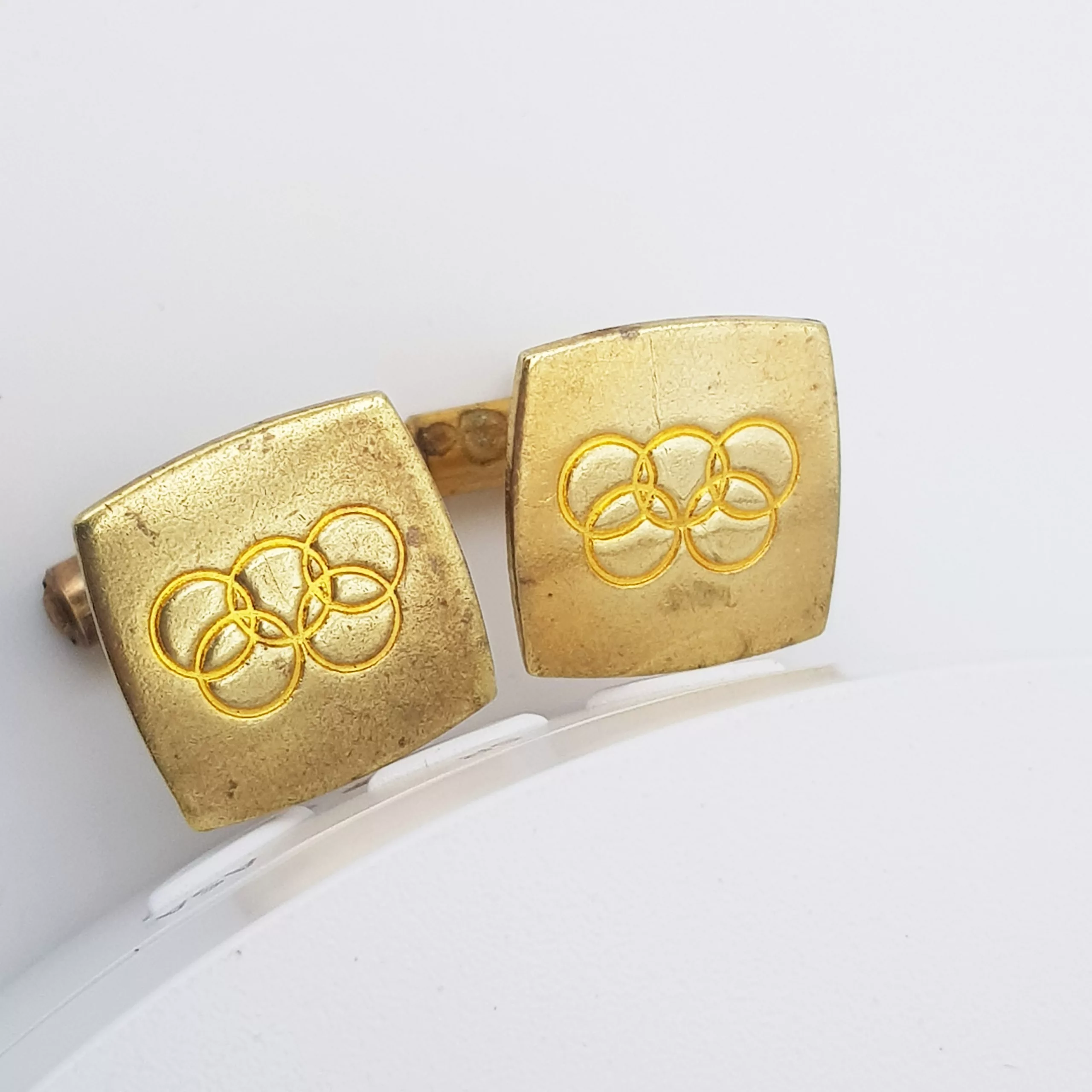 Grenoble 1968 Winter Olympic Games gilt metal cufflinks