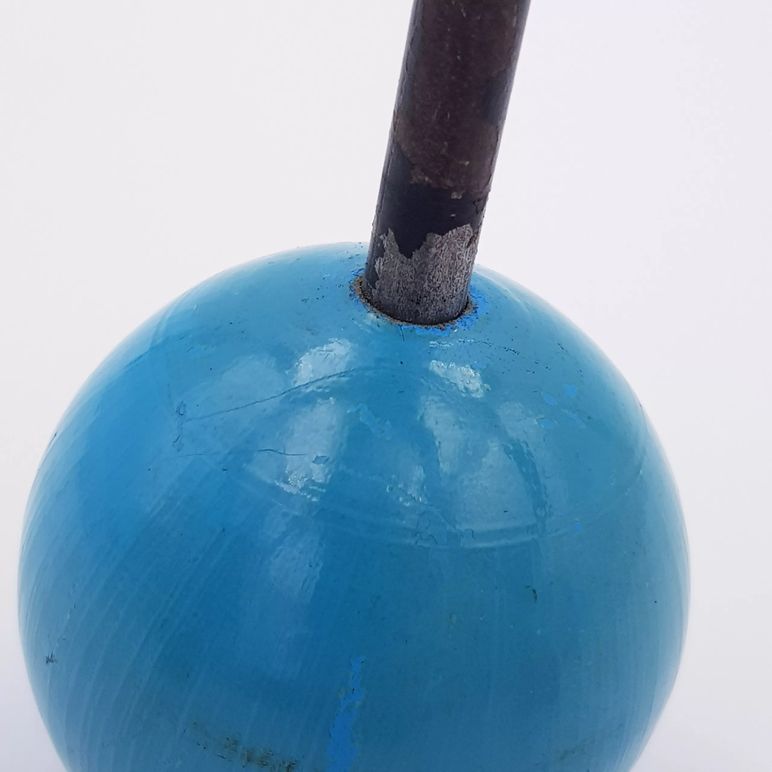 Vintage coat rack twisted metal 3 colored wood balls red green & blue 1950