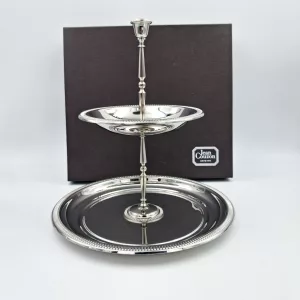 Vintage stainless steel cake stand 2 tiers Jean Couzon 1970/80 France
