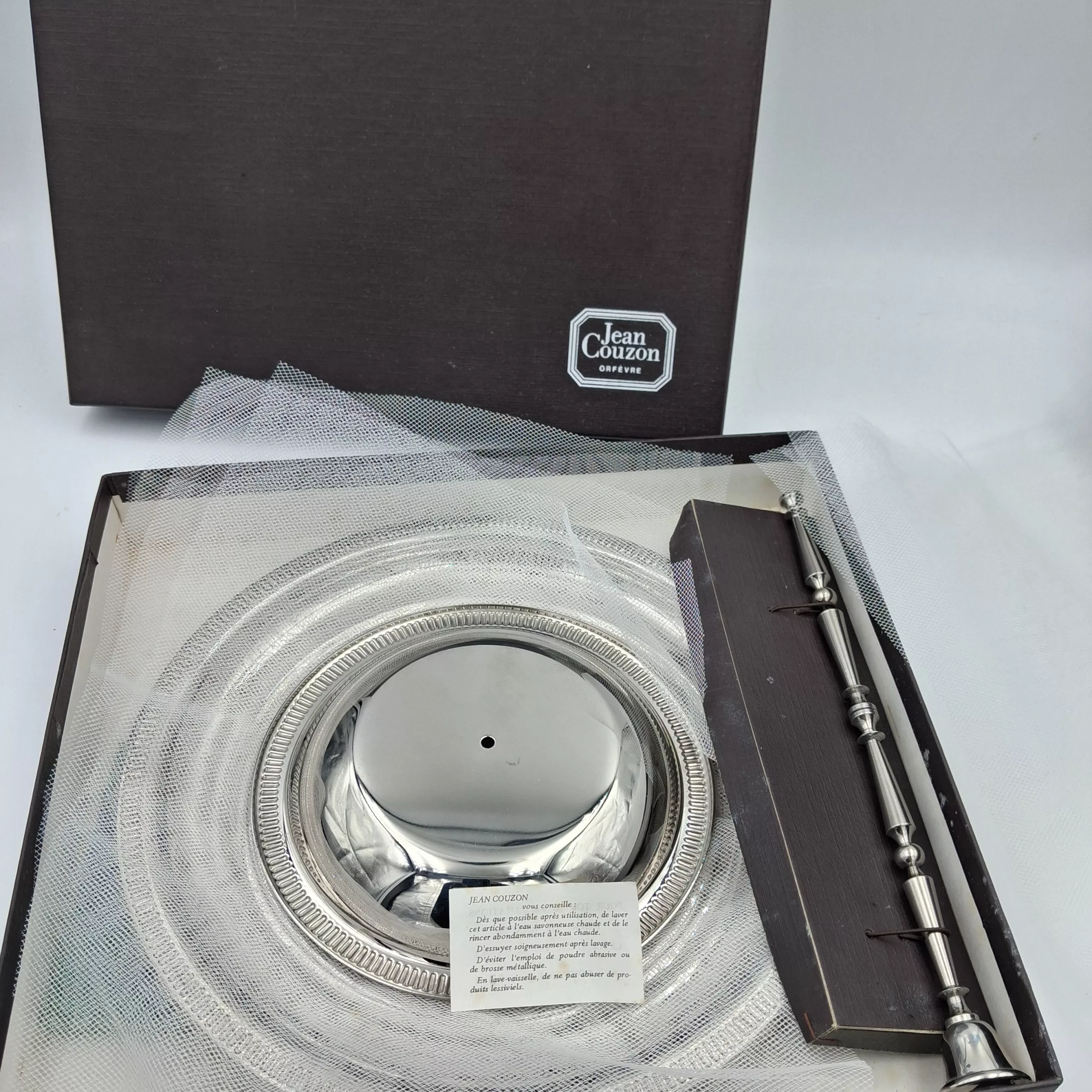 Vintage stainless steel cake stand 2 tiers Jean Couzon 1970/80 France