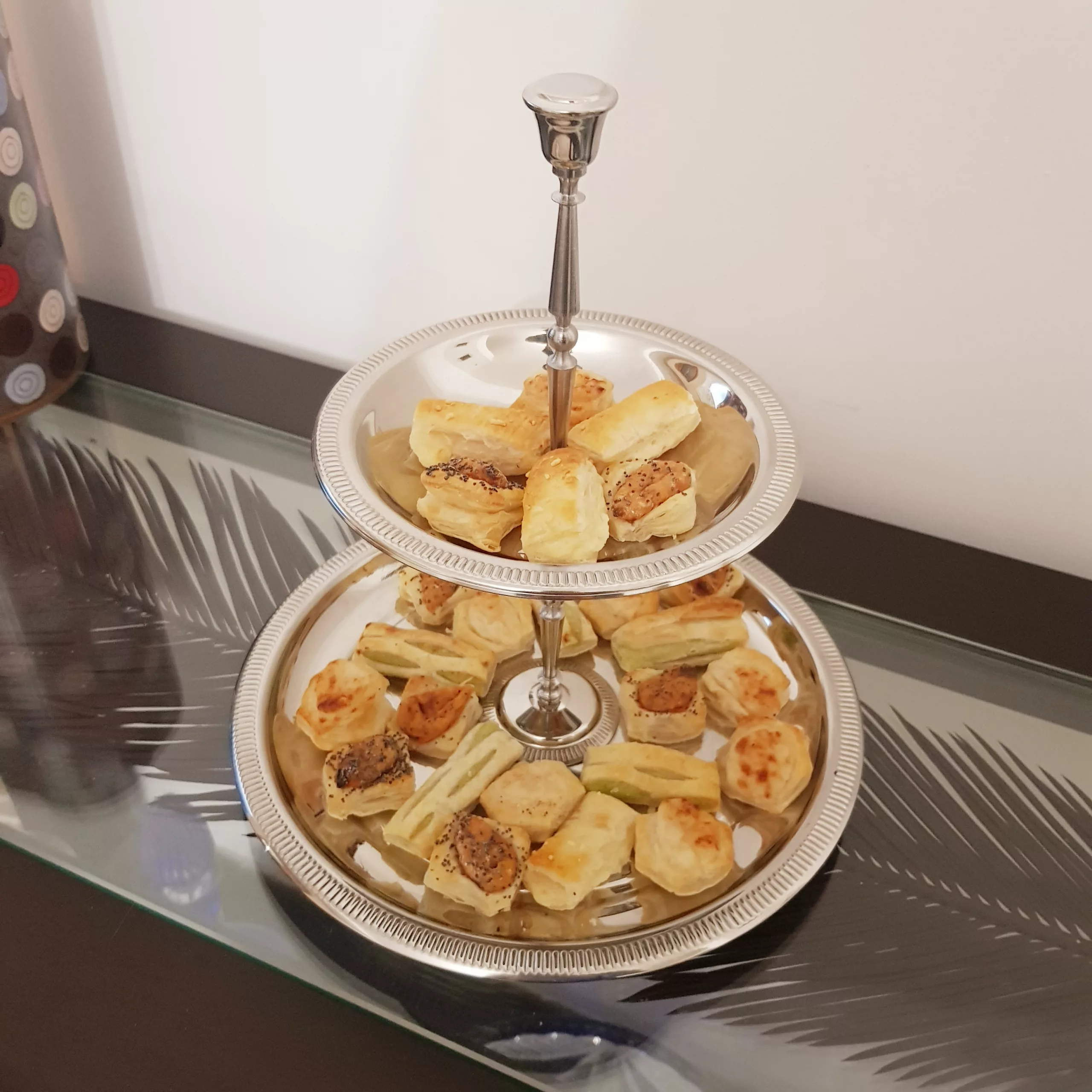 Vintage stainless steel cake stand 2 tiers Jean Couzon 1970/80 France