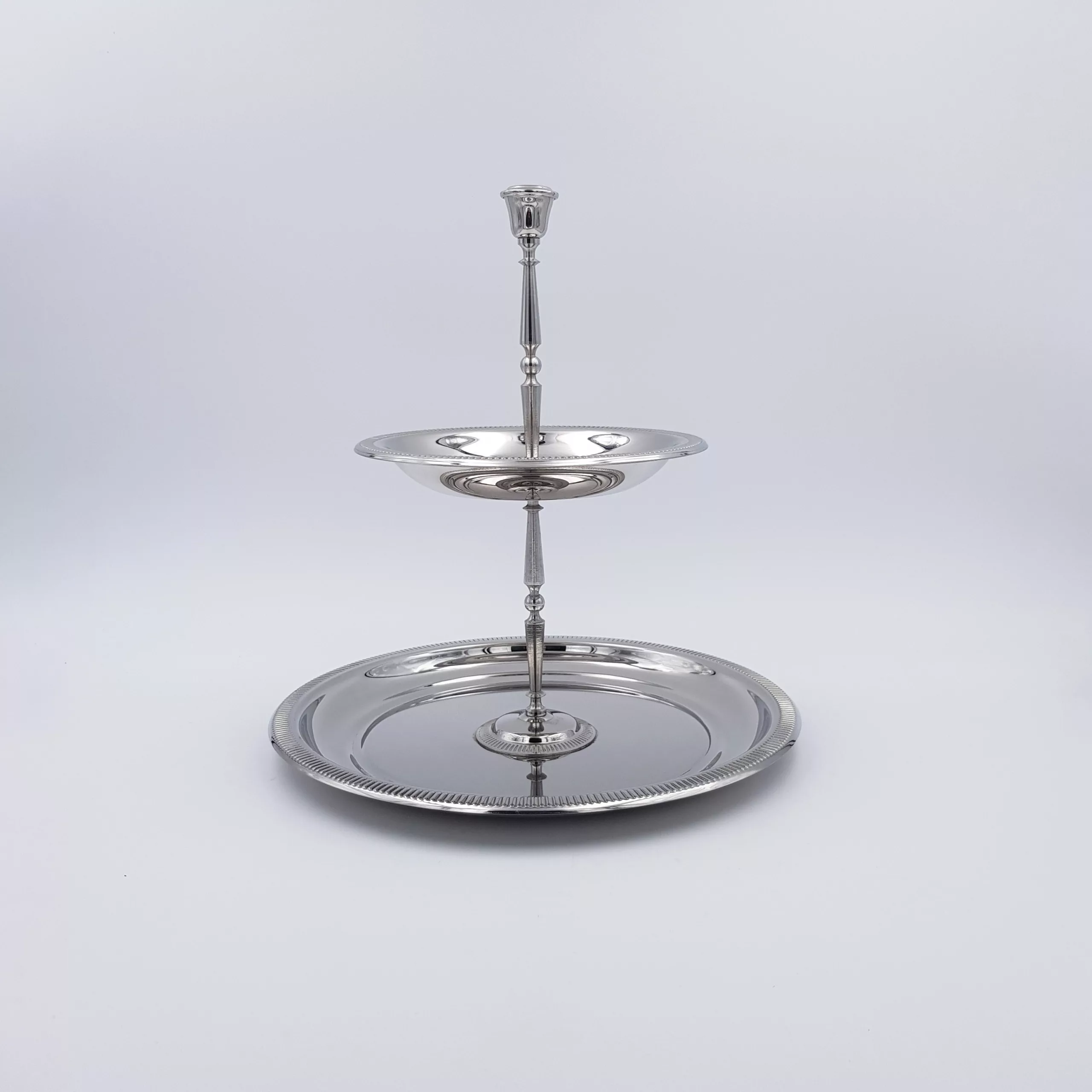 Vintage stainless steel cake stand 2 tiers Jean Couzon 1970/80 France