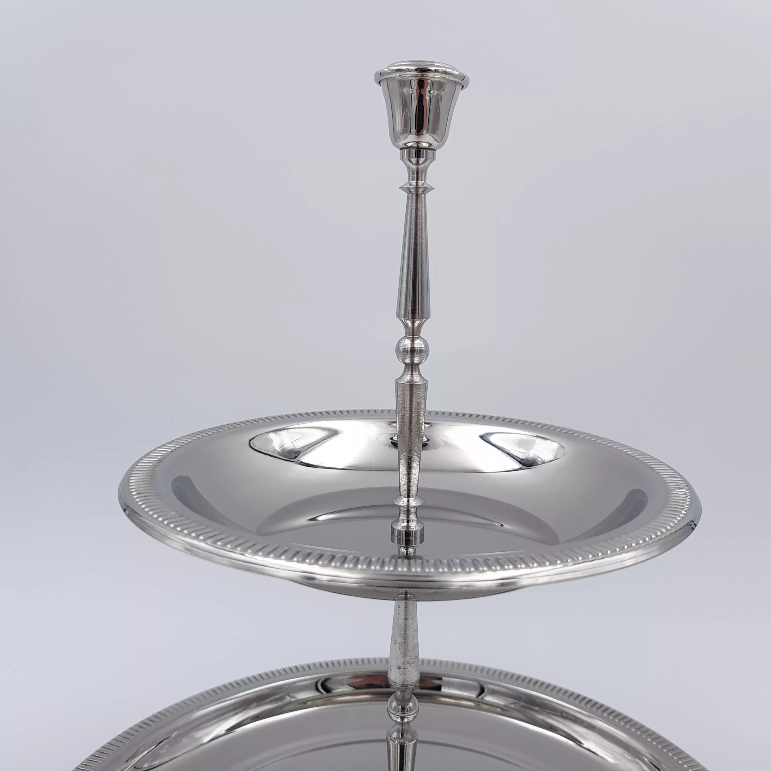 Vintage stainless steel cake stand 2 tiers Jean Couzon 1970/80 France