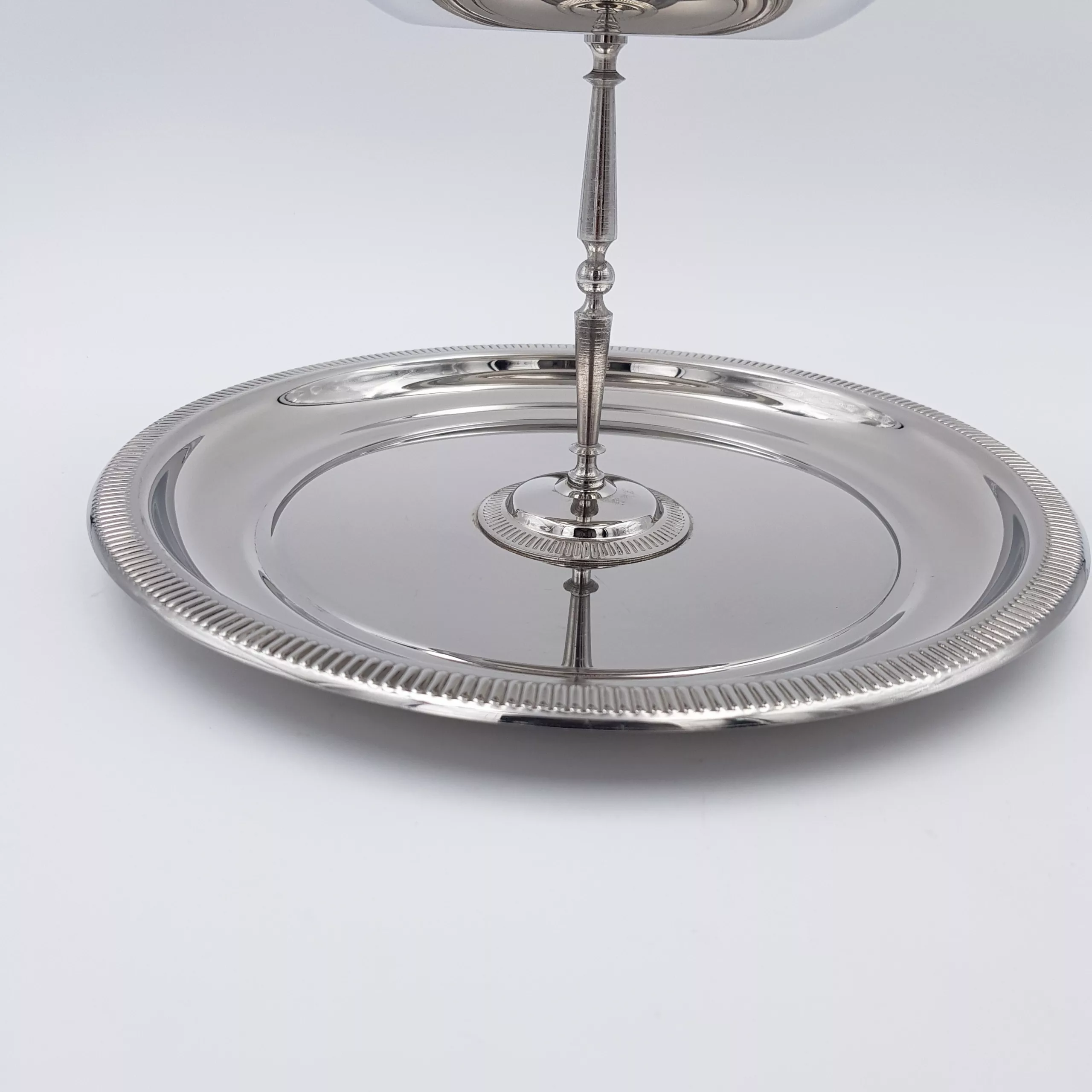 Vintage stainless steel cake stand 2 tiers Jean Couzon 1970/80 France