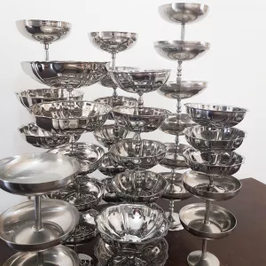 Vintage stainless steel dessert bowl ice cream cup champagne cup Letang Remy Jean Couzon Guy Degrenne