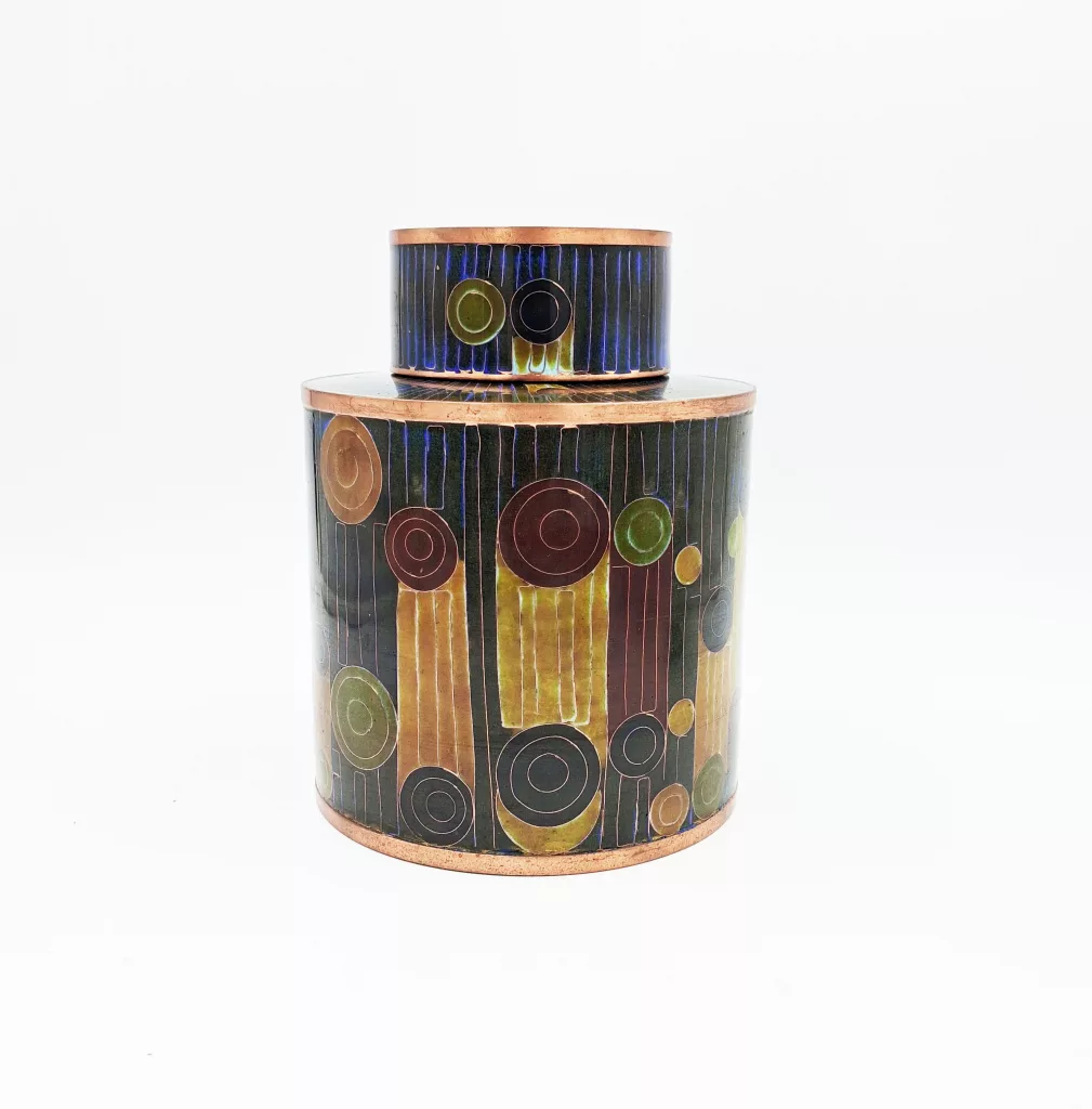 Fabienne Jouvin Small Tea Pot Dark Eclipse Cloisonne Enamel Copper Height 7"