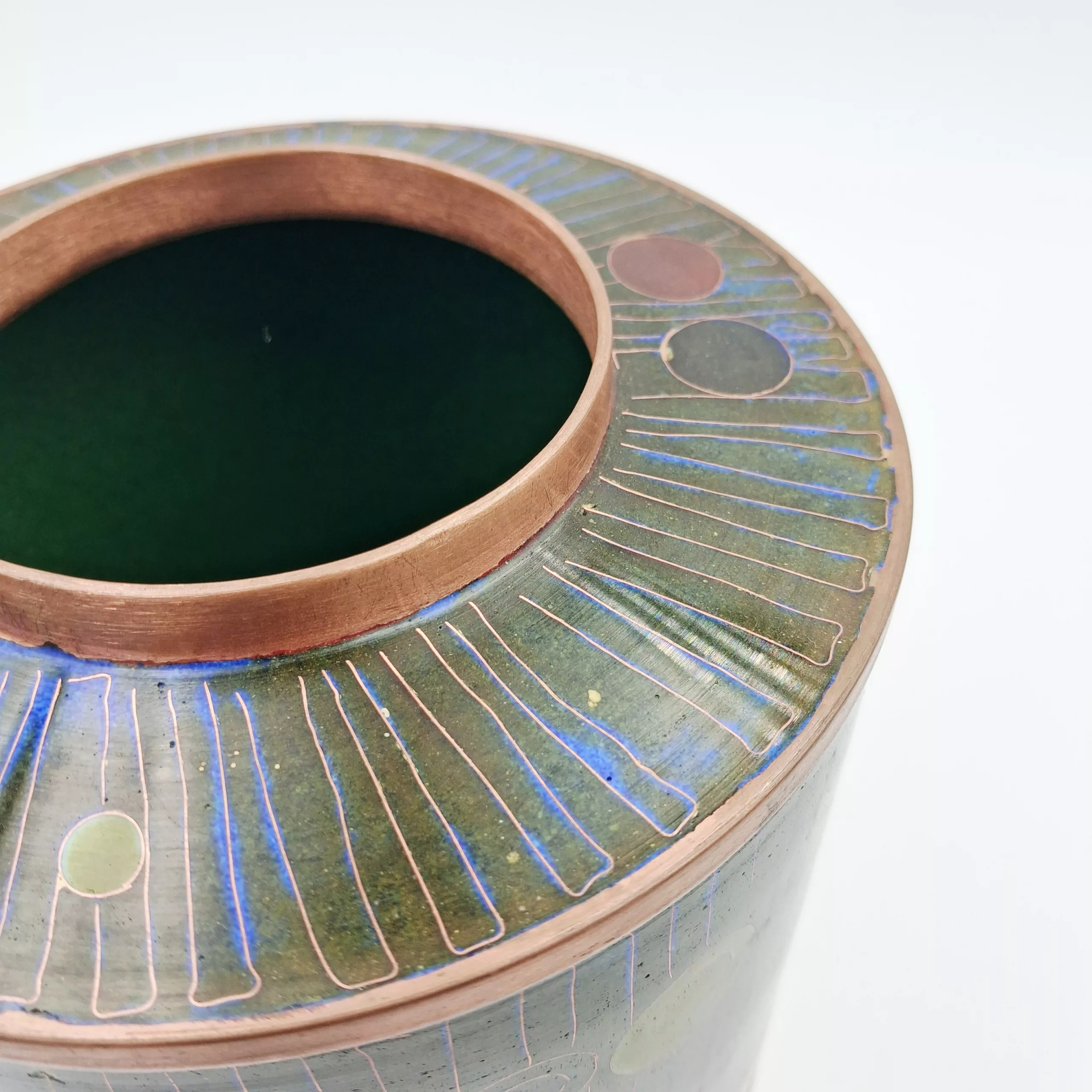 Fabienne Jouvin Small Tea Pot Rondo Cloisonne Enamel Copper Height 7"