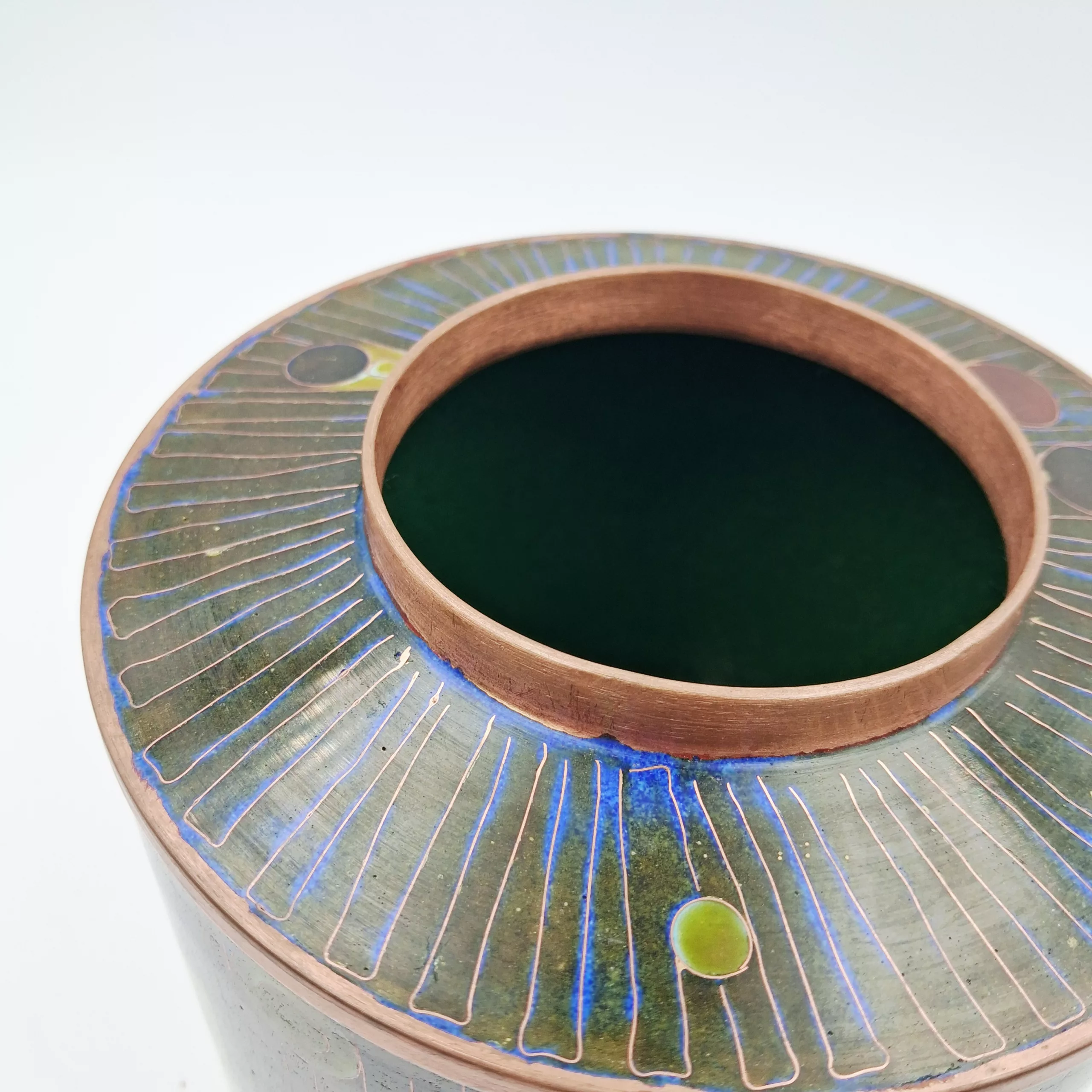 Fabienne Jouvin Small Tea Pot Rondo Cloisonne Enamel Copper Height 7"