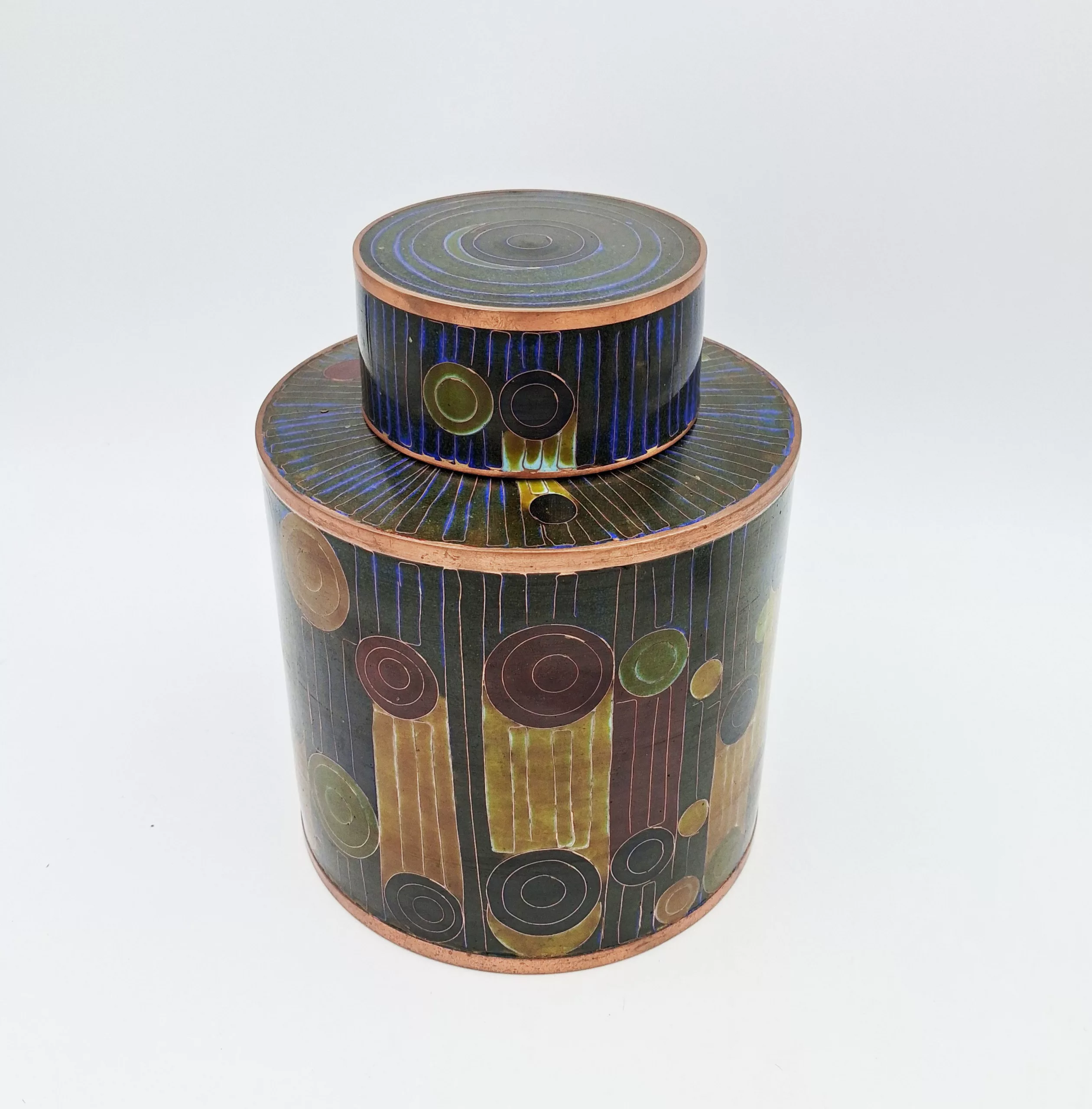 Fabienne Jouvin Small Tea Pot Rondo Cloisonne Enamel Copper Height 7"