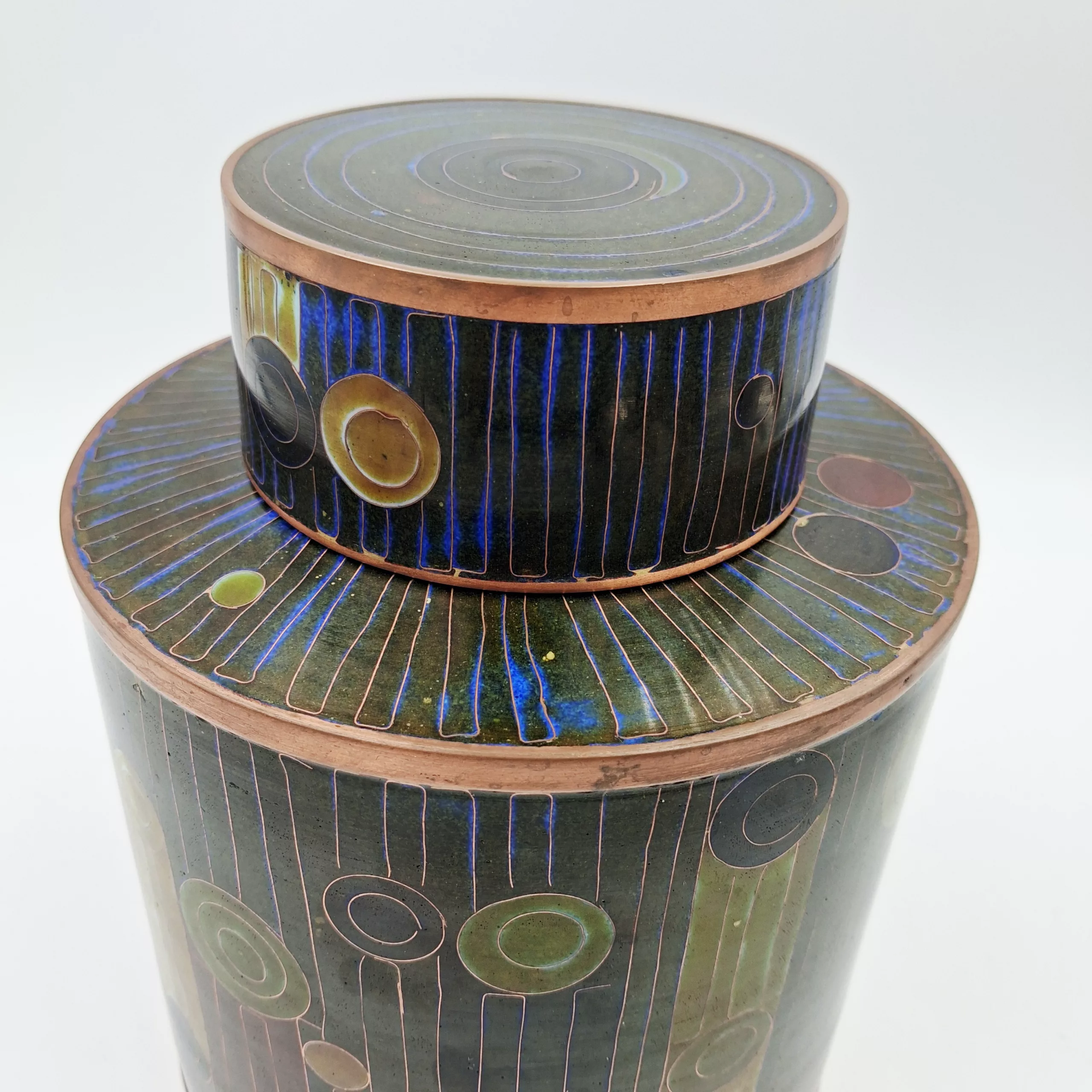 Fabienne Jouvin Small Tea Pot Rondo Cloisonne Enamel Copper Height 7"