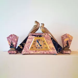 French Art Deco 1930s mantle clock marble Paris movement Pierre Devin Pithiviers