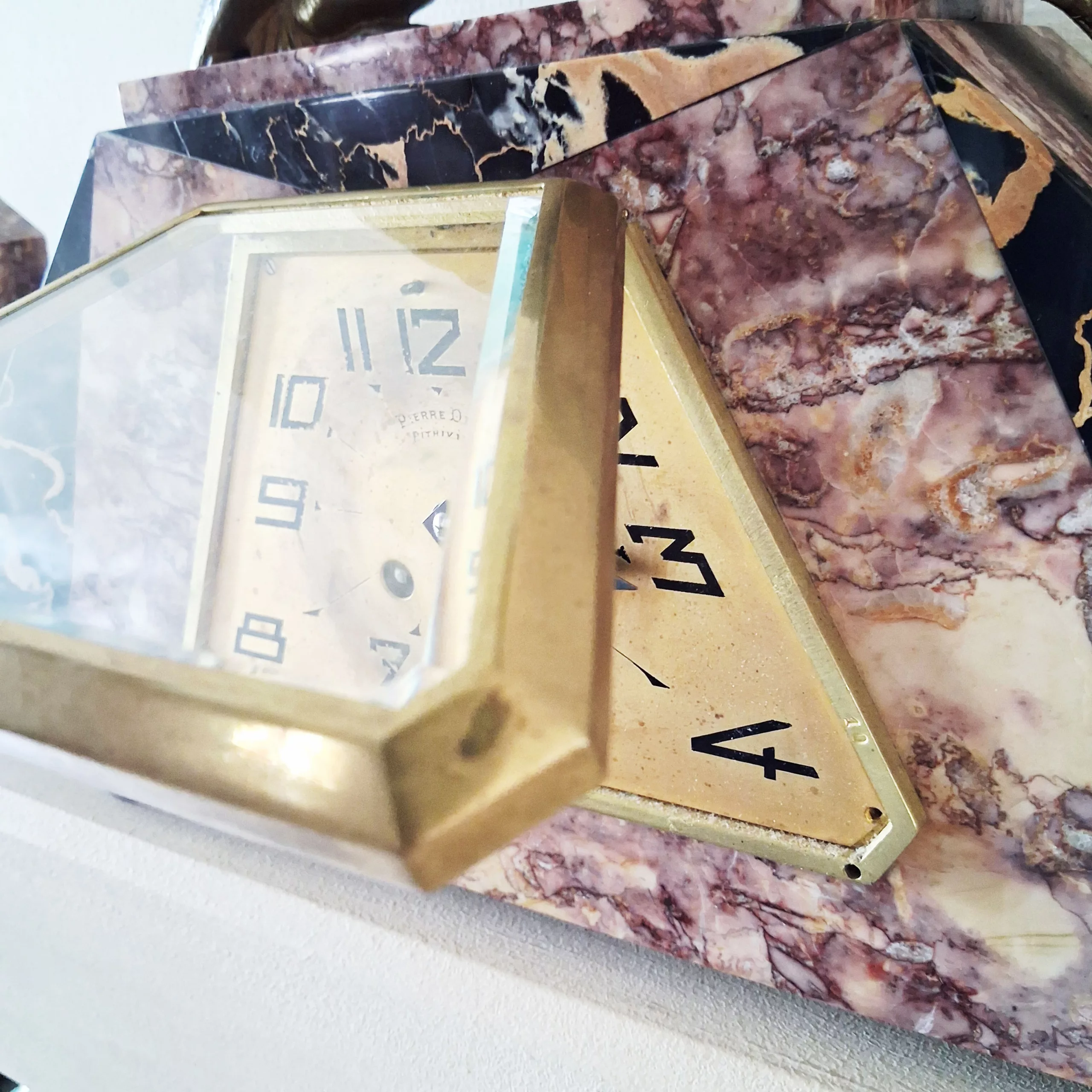 French Art Deco 1930s mantle clock marble Paris movement Pierre Devin Pithiviers