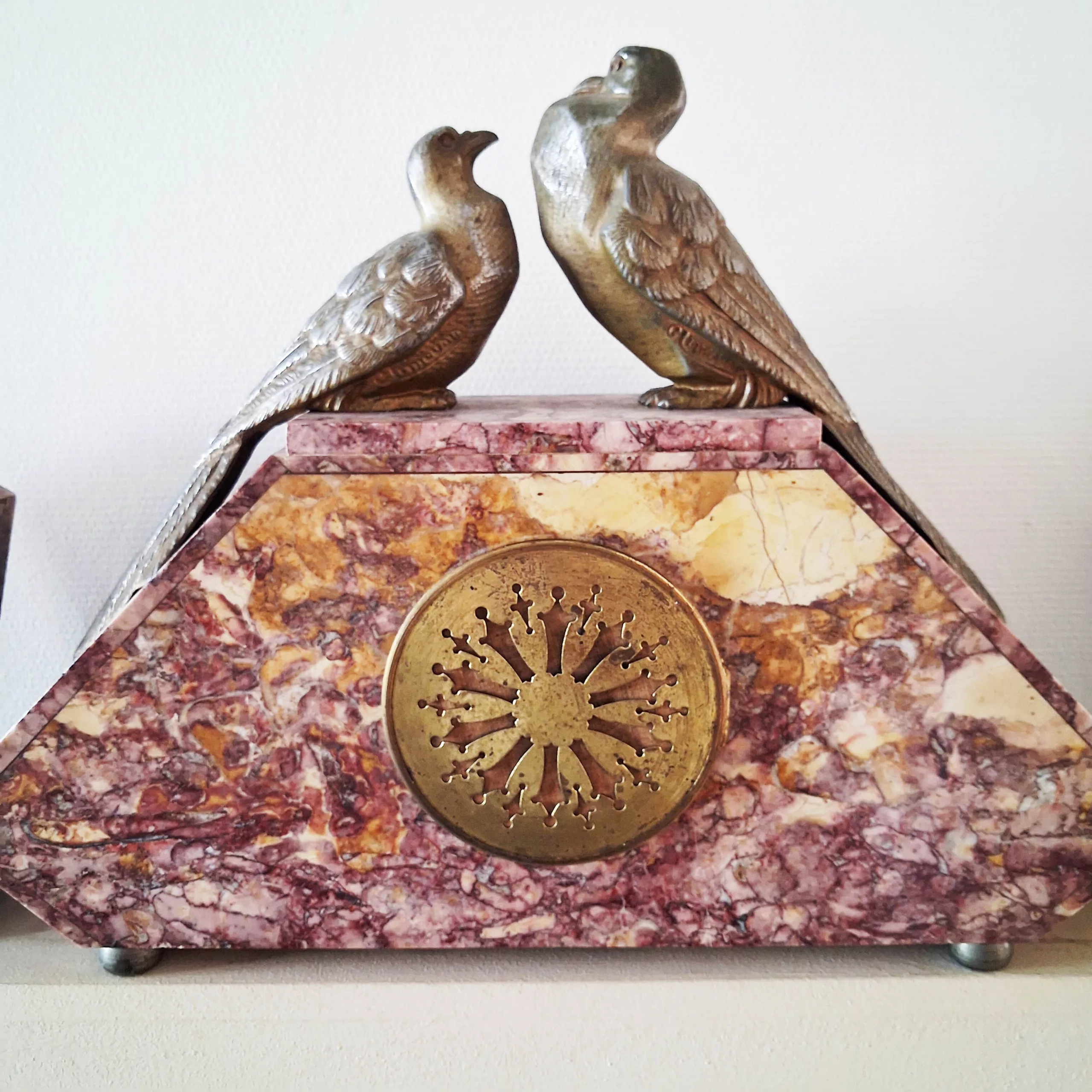 French Art Deco 1930s mantle clock marble Paris movement Pierre Devin Pithiviers