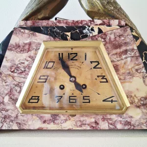 French Art Deco 1930s mantle clock marble Paris movement Pierre Devin Pithiviers
