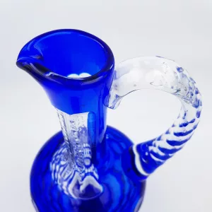 Blue bohemian cut crystal jug 1960s