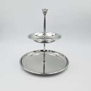 Vintage stainless steel cake stand 2-tier Jean Couzon 1970 France