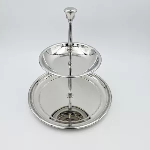 Vintage stainless steel cake stand 2-tier Jean Couzon 1970 France