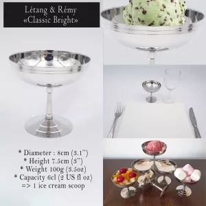 Vintage stainless steel dessert bowl ice cream cup Létang & Rémy model 