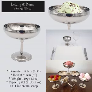 Vintage stainless steel dessert bowl ice cream cup Létang & Rémy model 