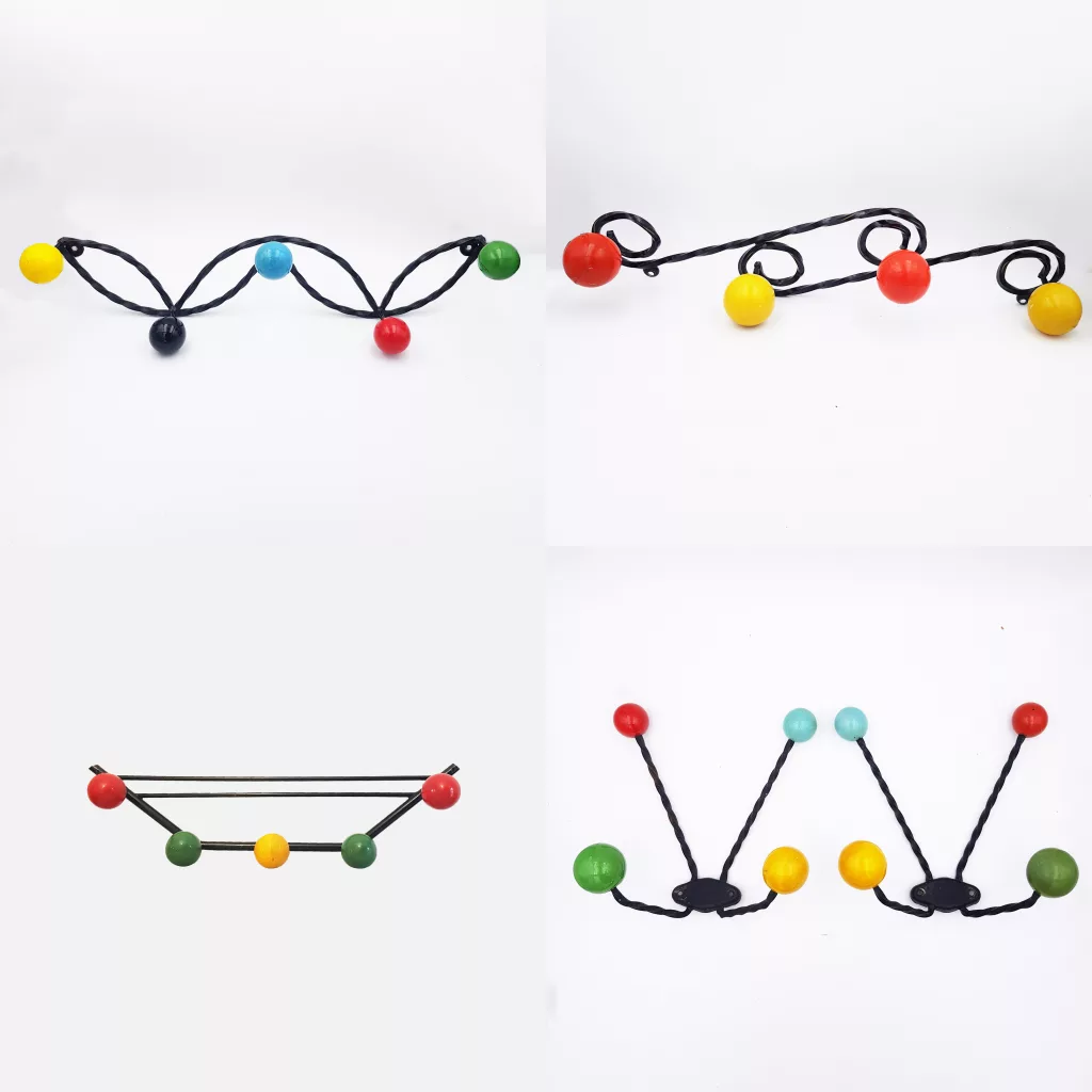 Vintage coat racks colored wooden balls 1950s 1960s